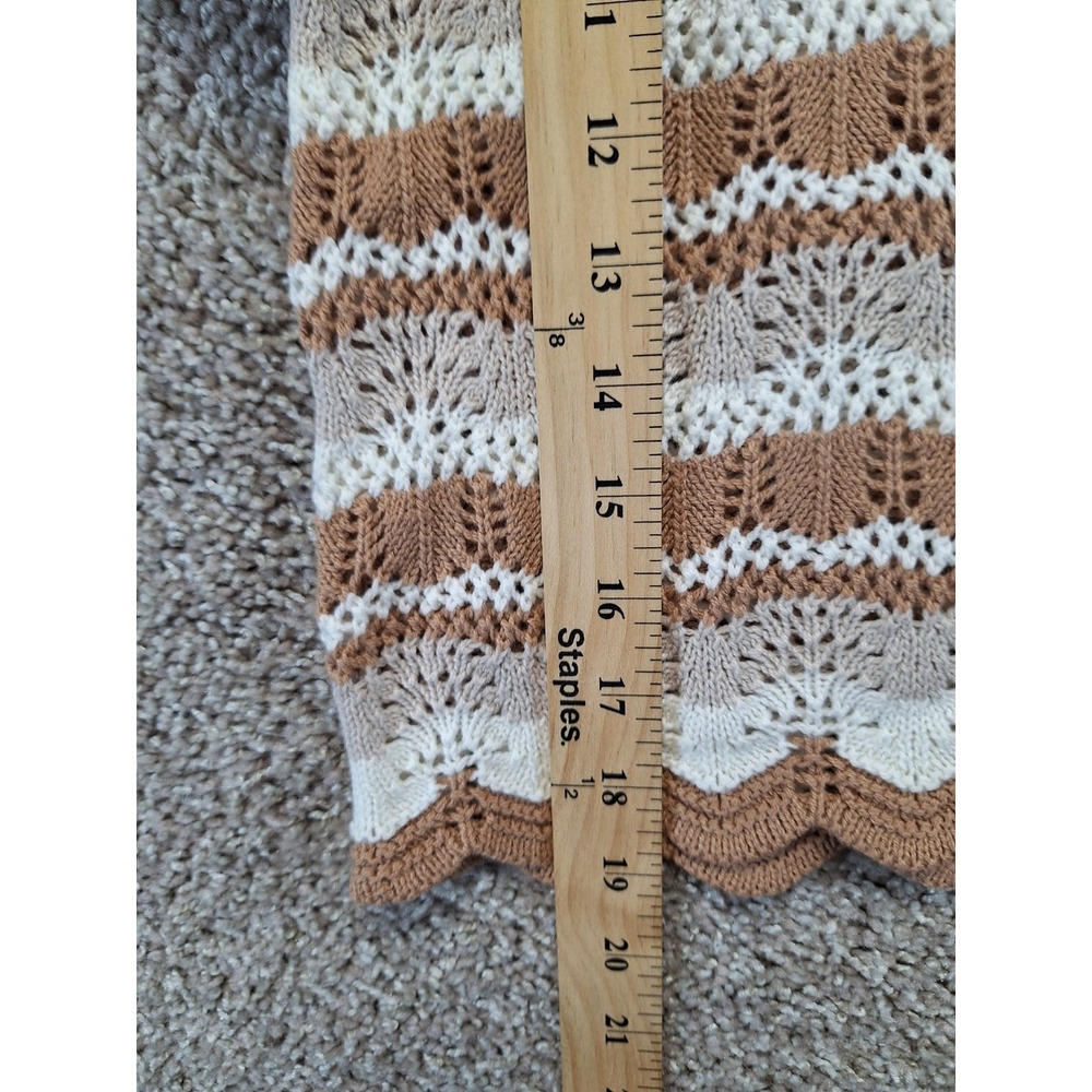 So Me Sweater Women M Multicolor Striped Crochet Knit Boho Scalloped Cropped - Picture 3 of 10